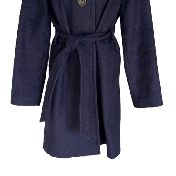 J. Crew Vintage Navy Blue Wool Cashmere Belted Longline Pea Coat Jacket - S - Picture 3 of 11